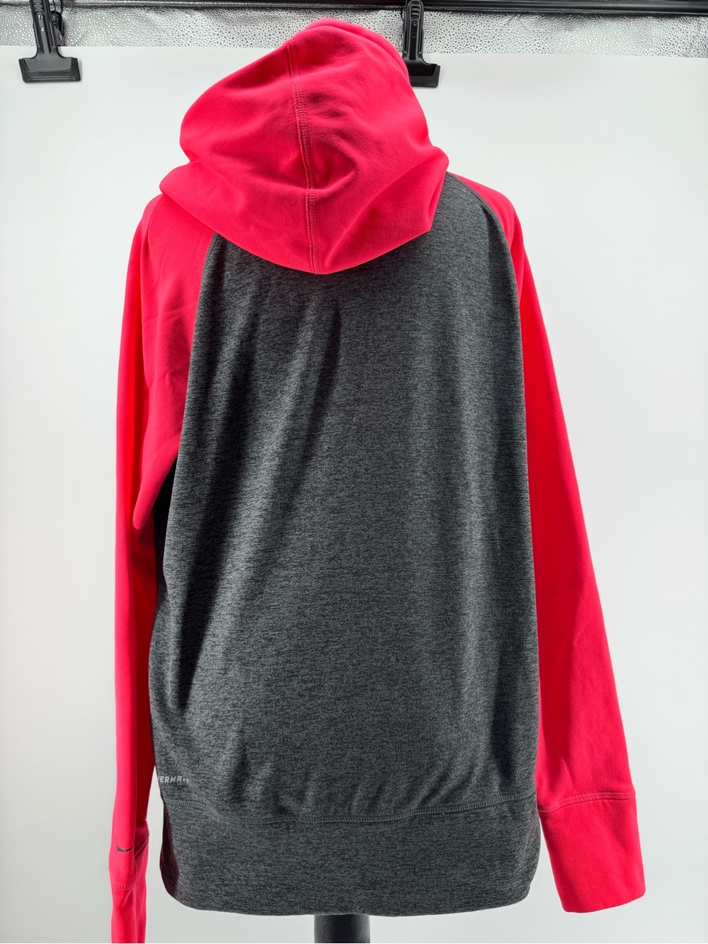 Nike Heather Gray and pink Hoodie sweatshirt with Size Large therma-fit - Picture 3 of 7